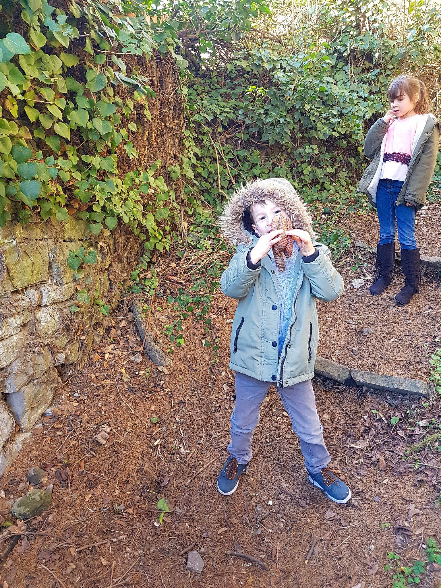Batiste participe au concours pour gagner de l'argent avec cette photo : child, forest, fun, joy, leaf, people_in_nature, person, plant, play, soil, toddler, tree