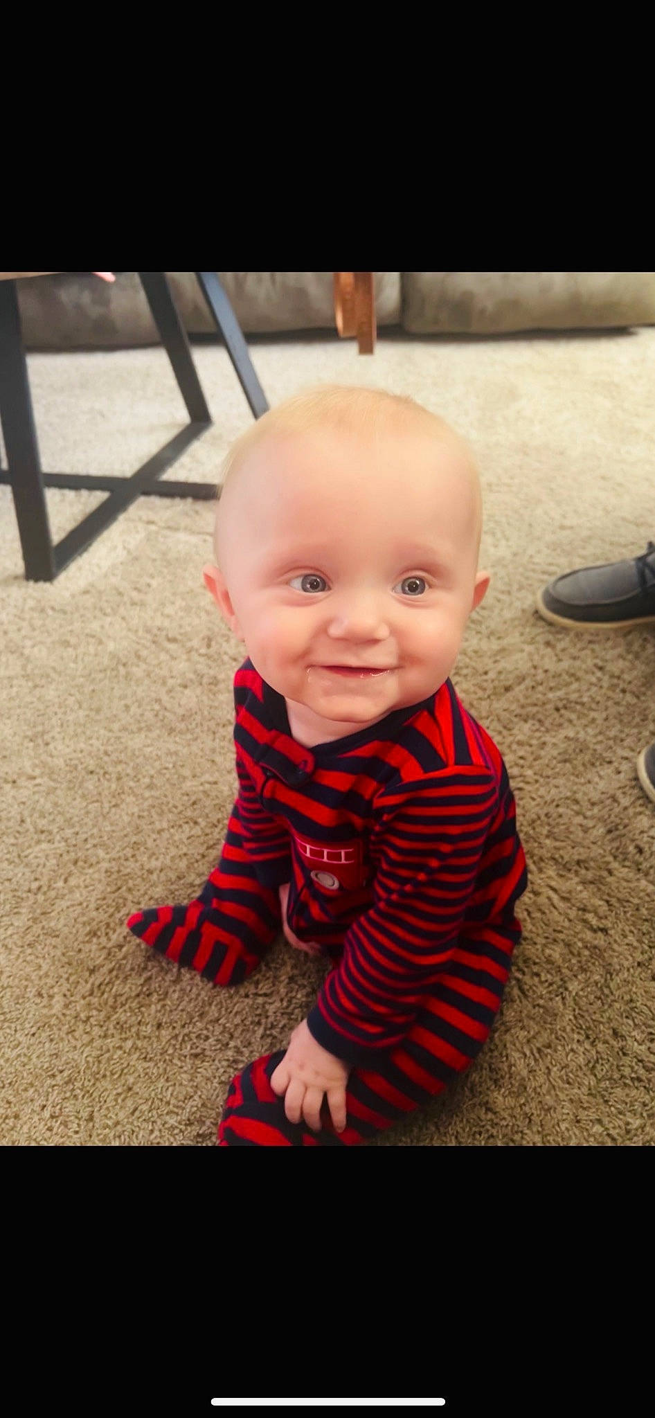 Quinten joined the competition — help win amazing prizes! baby, baby_toddler_clothing, cheek, child, face, floor, flooring, fun, grass, happy, joy, nose, pattern, person, plant, road_surface, sitting, sleeve, smile, t_shirt