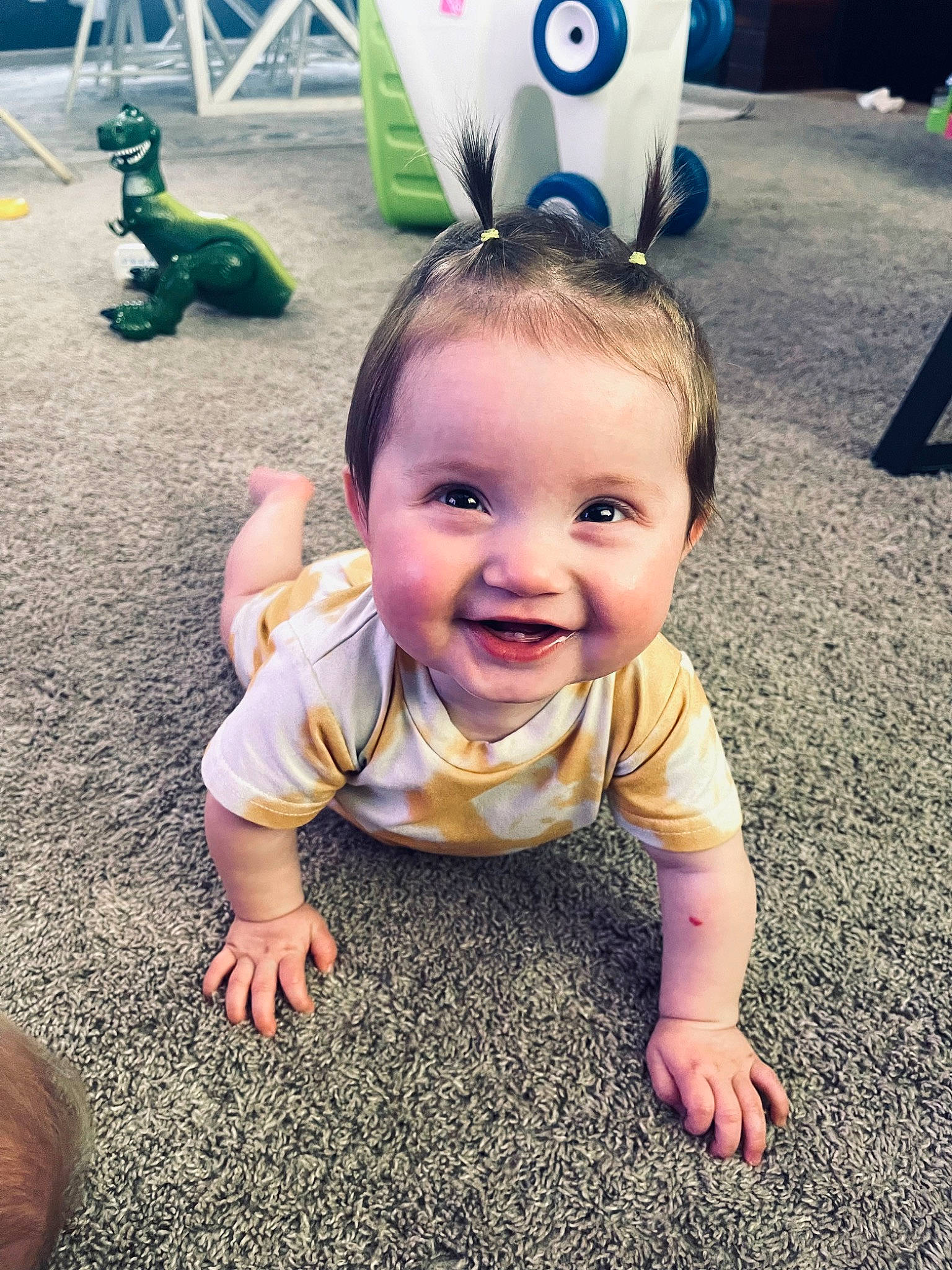 Calliope is registered to the contest to win money with this photo: baby, baby_toddler_clothing, cool, crawling, floor, flooring, fun, grass, happy, joy, leisure, person, photograph, plant, public_space, recreation, sleeve, smile, snapshot, toddler