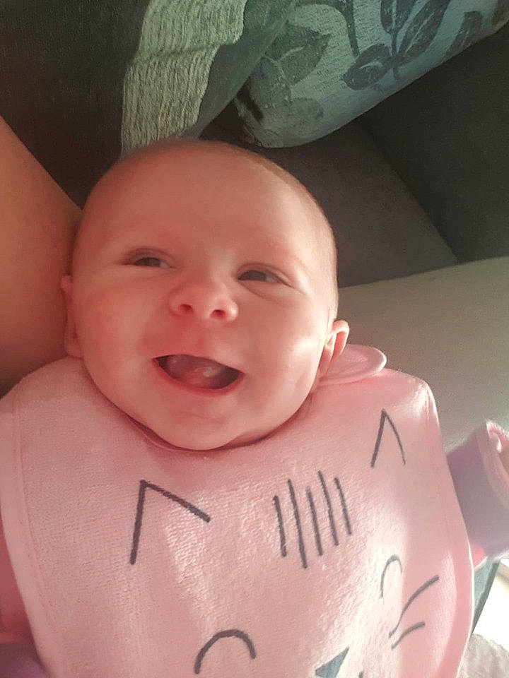 Aria joined the competition — help win amazing prizes! baby, birth, cheek, child, chin, eye, eyebrow, face, facial_expression, finger, forehead, happy, head, lip, mouth, nose, person, pink, skin, smile