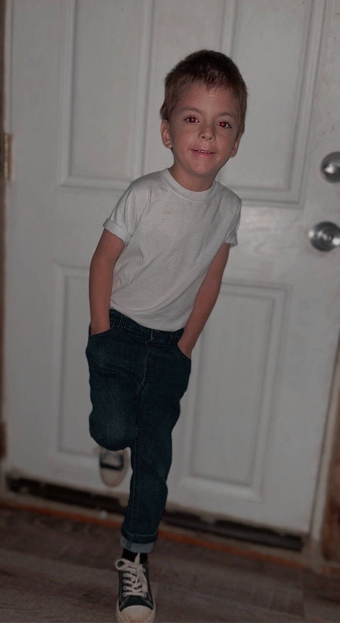 Wyatt joined the competition — help win amazing prizes! door, elbow, floor, flooring, hardwood, human_body, joint, joy, knee, leg, neck, person, shoulder, sleeve, smile, standing, t_shirt, thigh, toddler, trunk