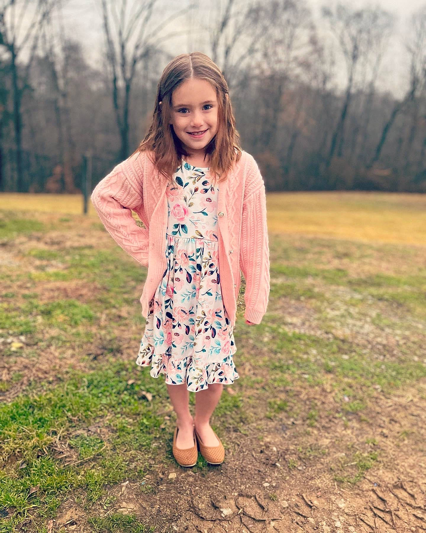 Caelee is registered to the contest to win money with this photo: blond, brown_hair, child, day_dress, dress, forest, grass, grassland, hairstyle, happy, head, joy, long_hair, pattern, people_in_nature, person, plant, sleeve, smile, spring