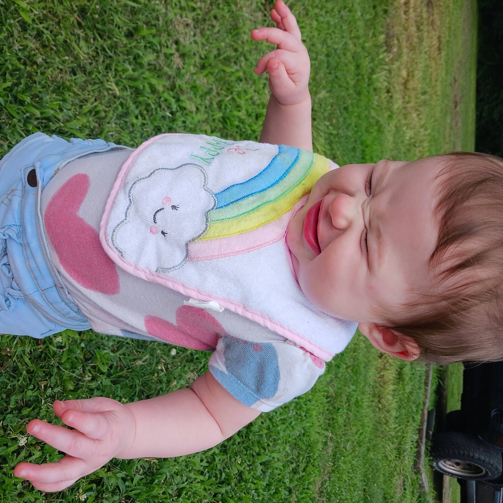 Nova joined the competition — help win amazing prizes! baby, baby_products, baby_toddler_clothing, child, ear, finger, fun, grass, grass_family, happy, lawn, leaf, leisure, person, pink, plant, play, sitting, skin, thigh