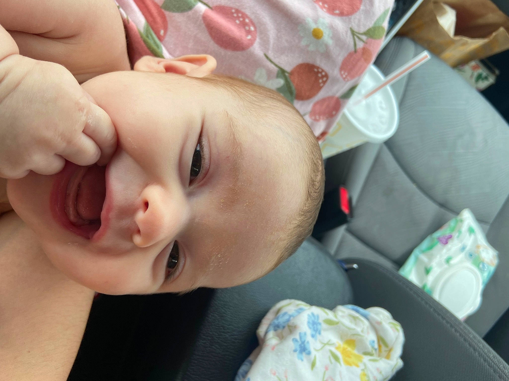 Jourdyn joined the competition — help win amazing prizes! baby, baby_toddler_clothing, cheek, child, drinkware, eyelash, face, facial_expression, food, fun, happy, iris, lip, mouth, nail, nose, person, pink, skin, sweetness