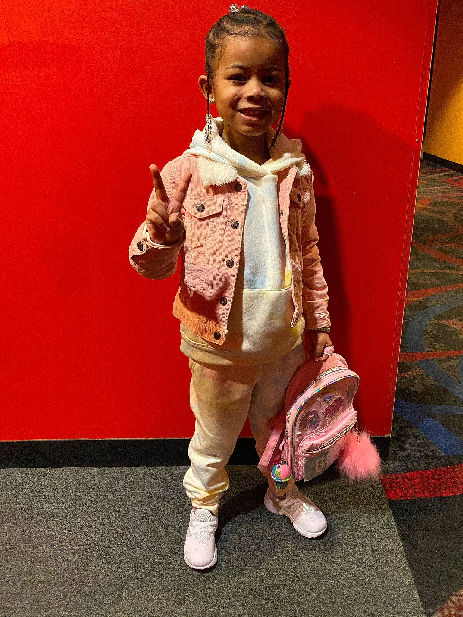 Kaylee is registered to the contest to win money with this photo: child, entertainment, event, fashion_design, flooring, fun, gesture, happy, head, jewellery, joy, magenta, necklace, performing_arts, person, pink, shoe, sitting, sleeve, smile