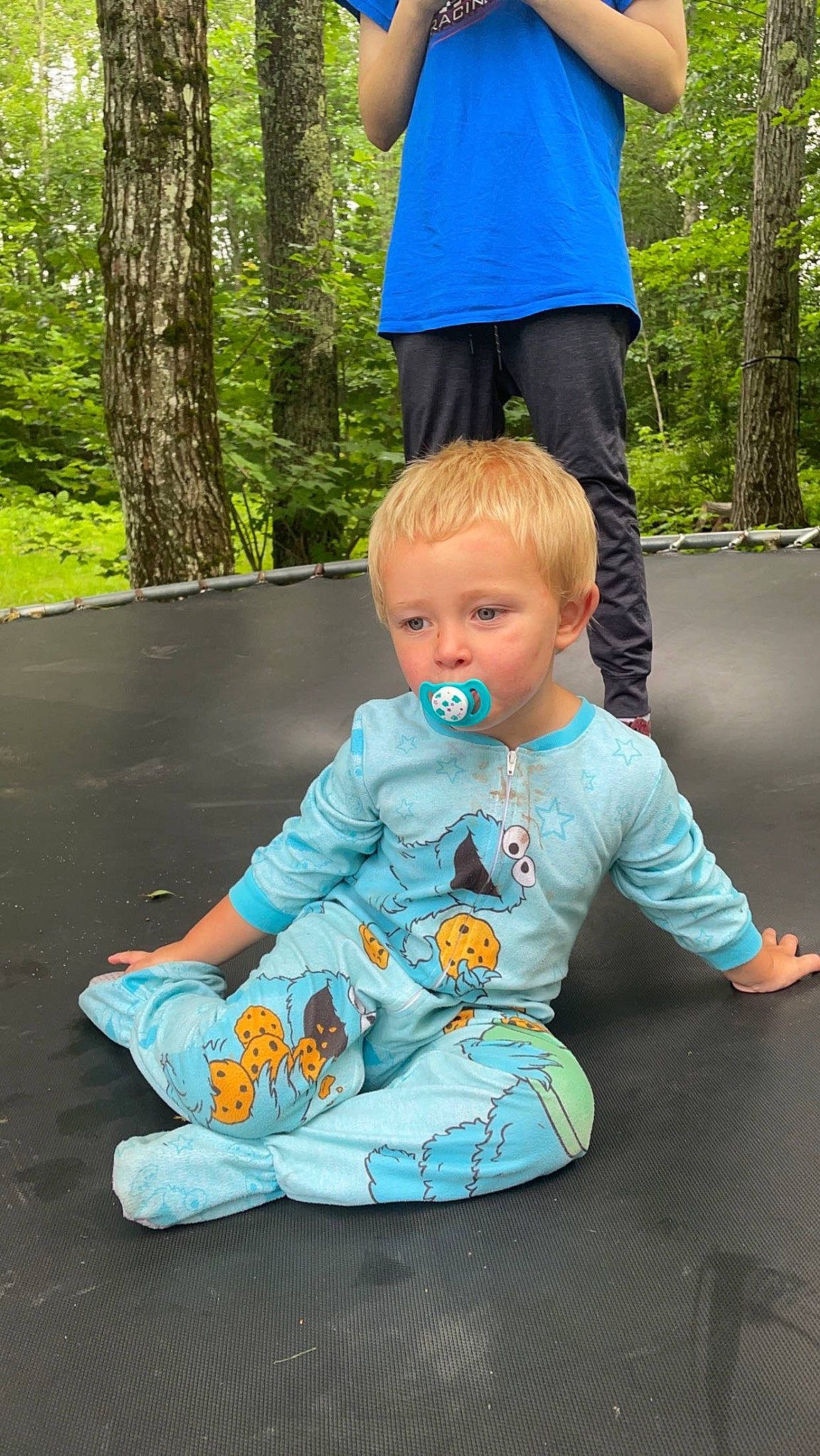 Gunner joined the competition — help win amazing prizes! baby, baby_products, baby_toddler_clothing, bench, child, dress, fun, grass, green, happy, leisure, person, plant, play, product, recreation, sitting, toddler, trampolining_equipment_and_supplies, tree