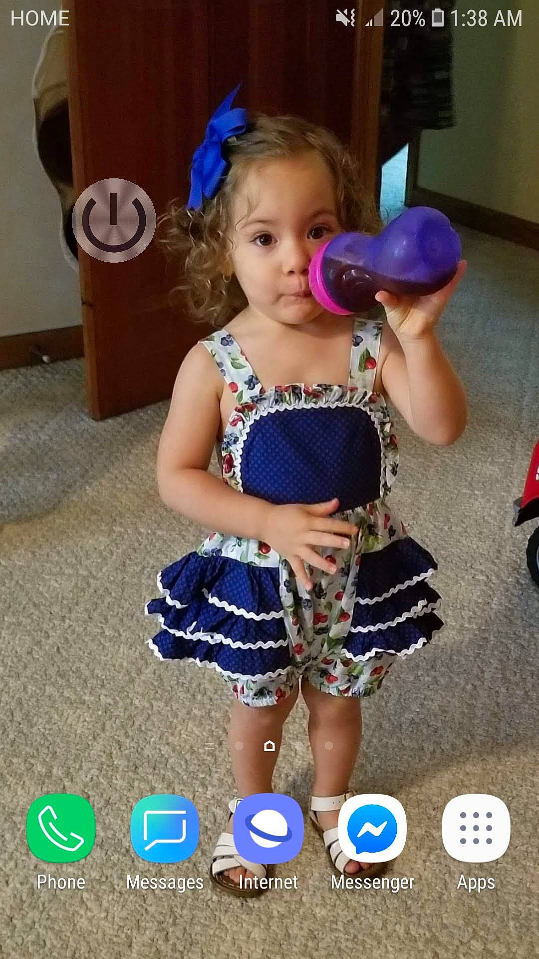 Mavis is registered to the contest to win money with this photo: child, clothing, costume, person, play, toddler