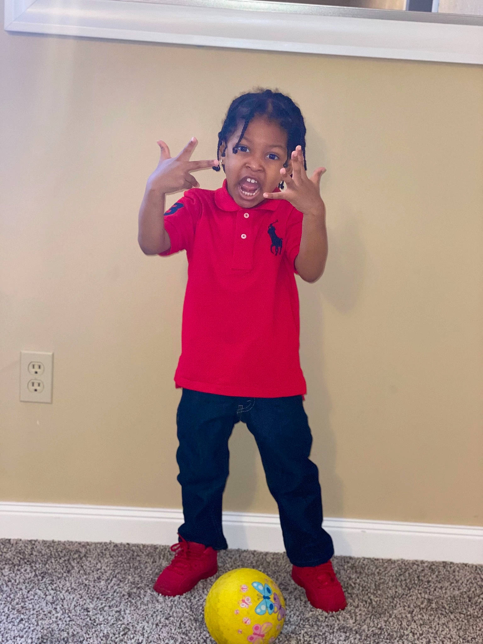 Toquan joined the competition — help win amazing prizes! arm, baby, ball, child, finger, happy, joint, leg, leisure, person, play, room, shoulder, smile, sports_equipment, standing, t_shirt, toddler, vacation, yellow