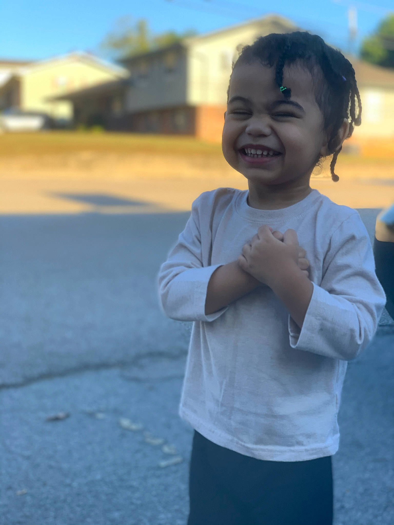 Carson is registered to the contest to win money with this photo: child, chin, face, facial_expression, fun, happy, head, joy, laugh, person, photography, smile, standing, toddler, vacation