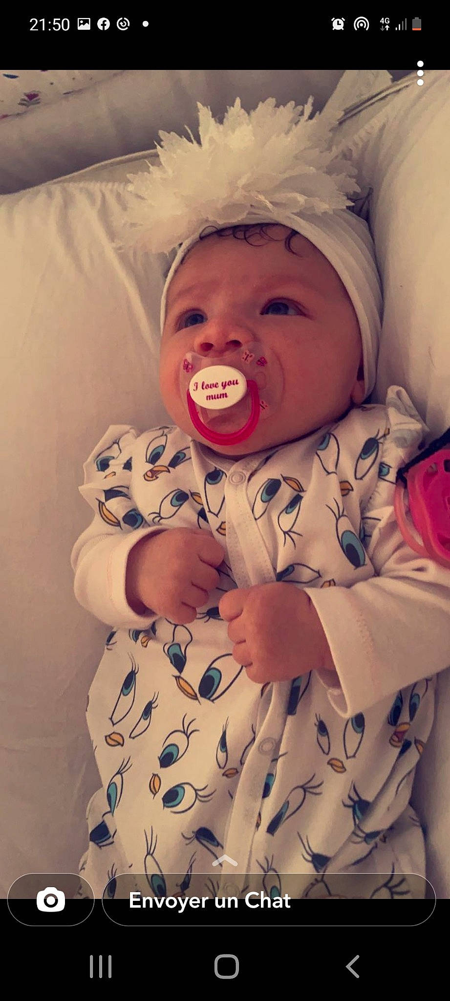 Maïvy participe au concours pour gagner de l'argent avec cette photo : baby, baby_toddler_clothing, beauty, cheek, child, comfort, face, finger, happy, headwear, human_body, iris, lip, mouth, nose, person, pink, skin, sleeve, smile