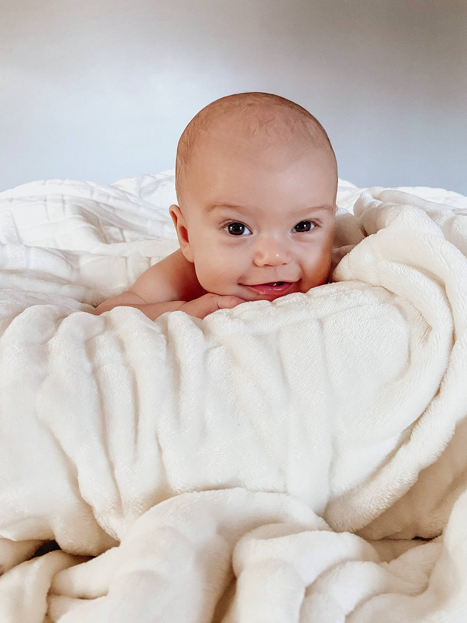 Rush joined the competition — help win amazing prizes! baby, baby_toddler_clothing, cheek, child, chin, comfort, eyebrow, face, flash_photography, gesture, happy, head, iris, linens, nose, person, product, skin, sleeve, smile