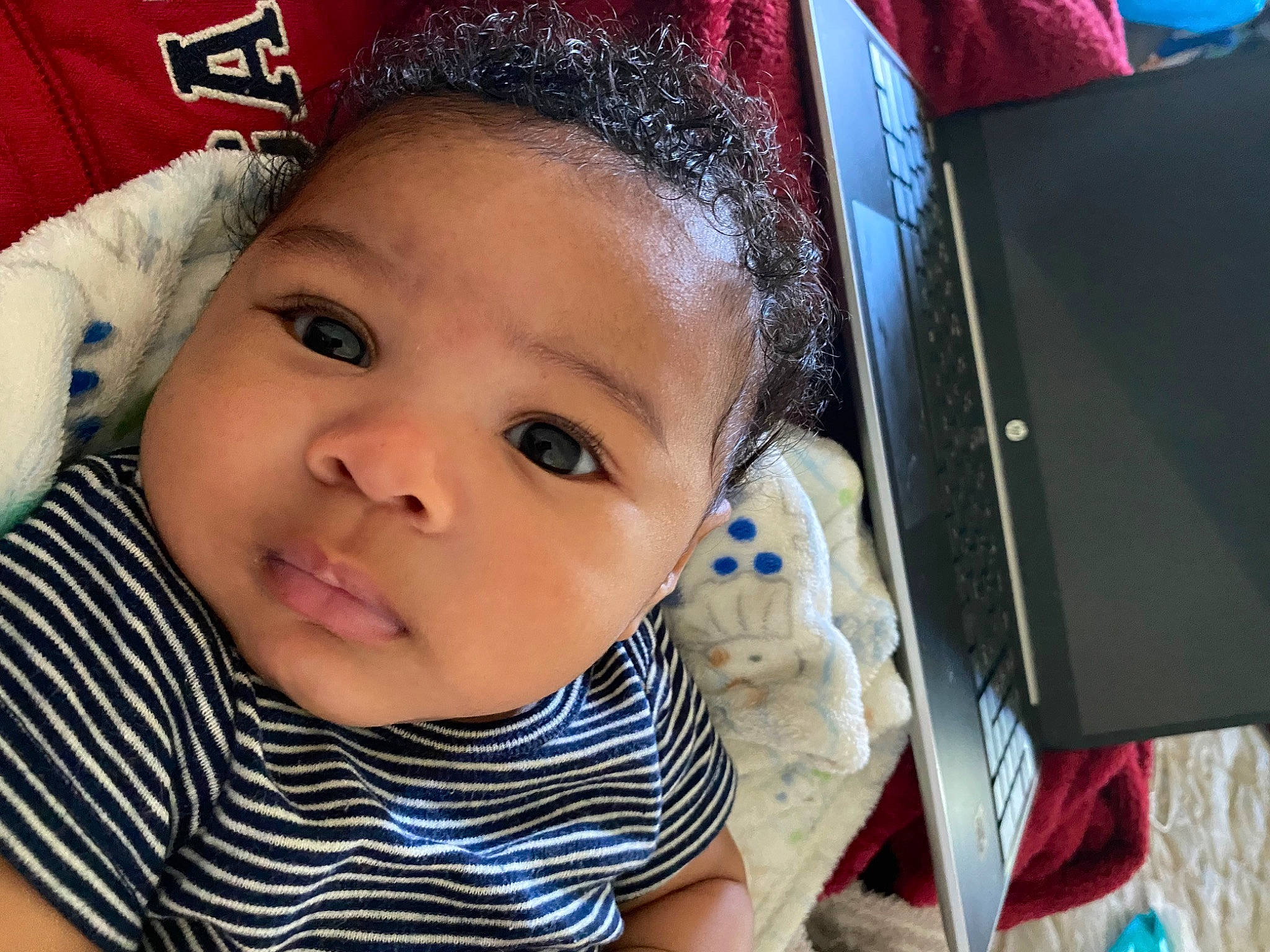 A Siah joined the competition — help win amazing prizes! baby, baby_toddler_clothing, cap, cheek, child, cool, costume_hat, eyebrow, eyelash, finger, fun, happy, lip, netbook, nose, person, personal_computer, product, sleeve, textile