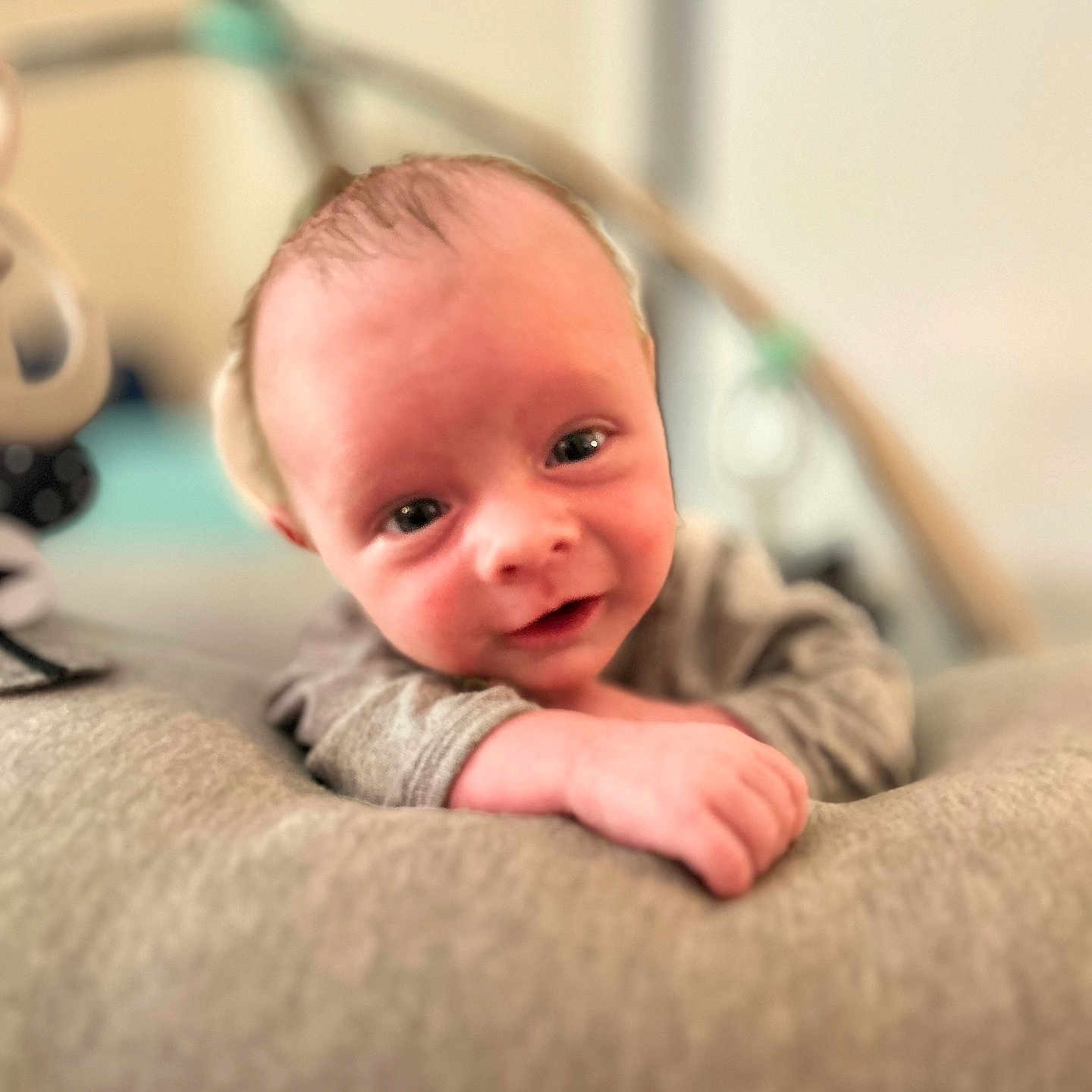 Bron joined the competition — help win amazing prizes! baby, babylaughing, bodypart, face, finger, hand, happy, head, newborn, person, photography, portrait, smile