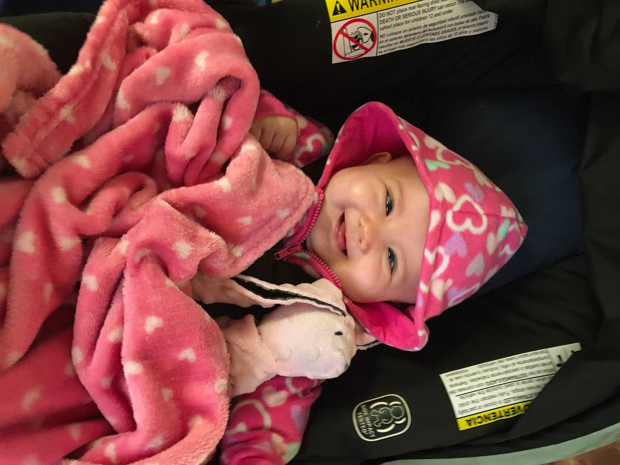 Hanley joined the competition — help win amazing prizes! baby, baby_products, baby_toddler_clothing, cap, carmine, cheek, child, comfort, fashion_accessory, fun, happy, hat, headwear, human_body, joy, magenta, mouth, nail, person, pink