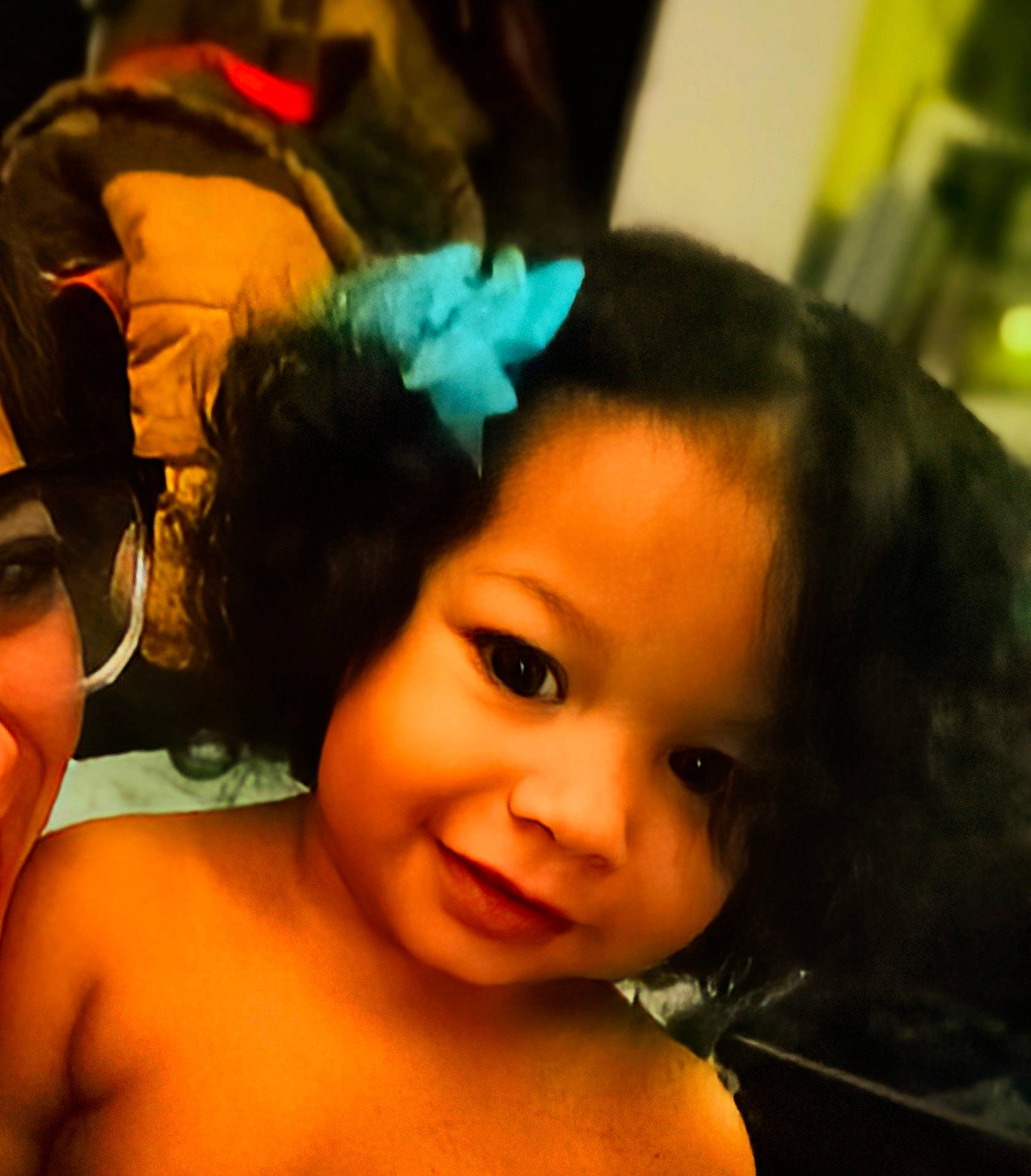 accessories, adult, baby, blackhair, bodypart, face, female, finger, glasses, hair, hand, happy, head, mouth, person, photography, portrait, selfie, smile, woman