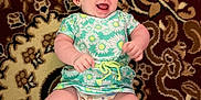Willow is registered to the contest to win money with this photo: baby, smiling, child, infant, headband, dress, carpet, pattern, sock, hand, tattoo, ring, happy, lying_down, cute, indoor, person, skin, human, baby_clothing