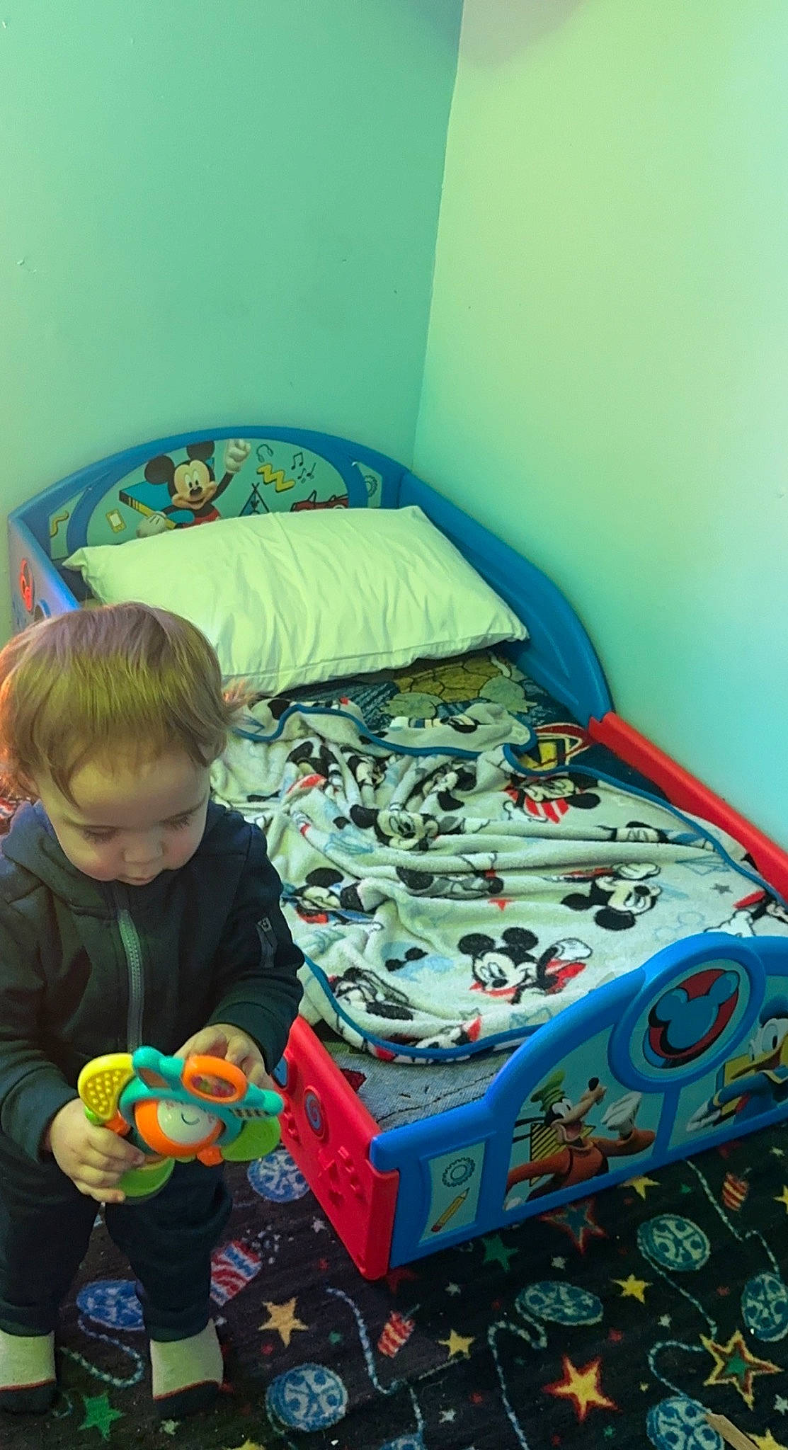 Levi joined the competition — help win amazing prizes! baby, baby_toys, bed, bed_frame, bed_sheet, bedding, bedroom, box, child, comfort, flooring, fun, leisure, linens, pattern, person, play, room, sitting, toddler