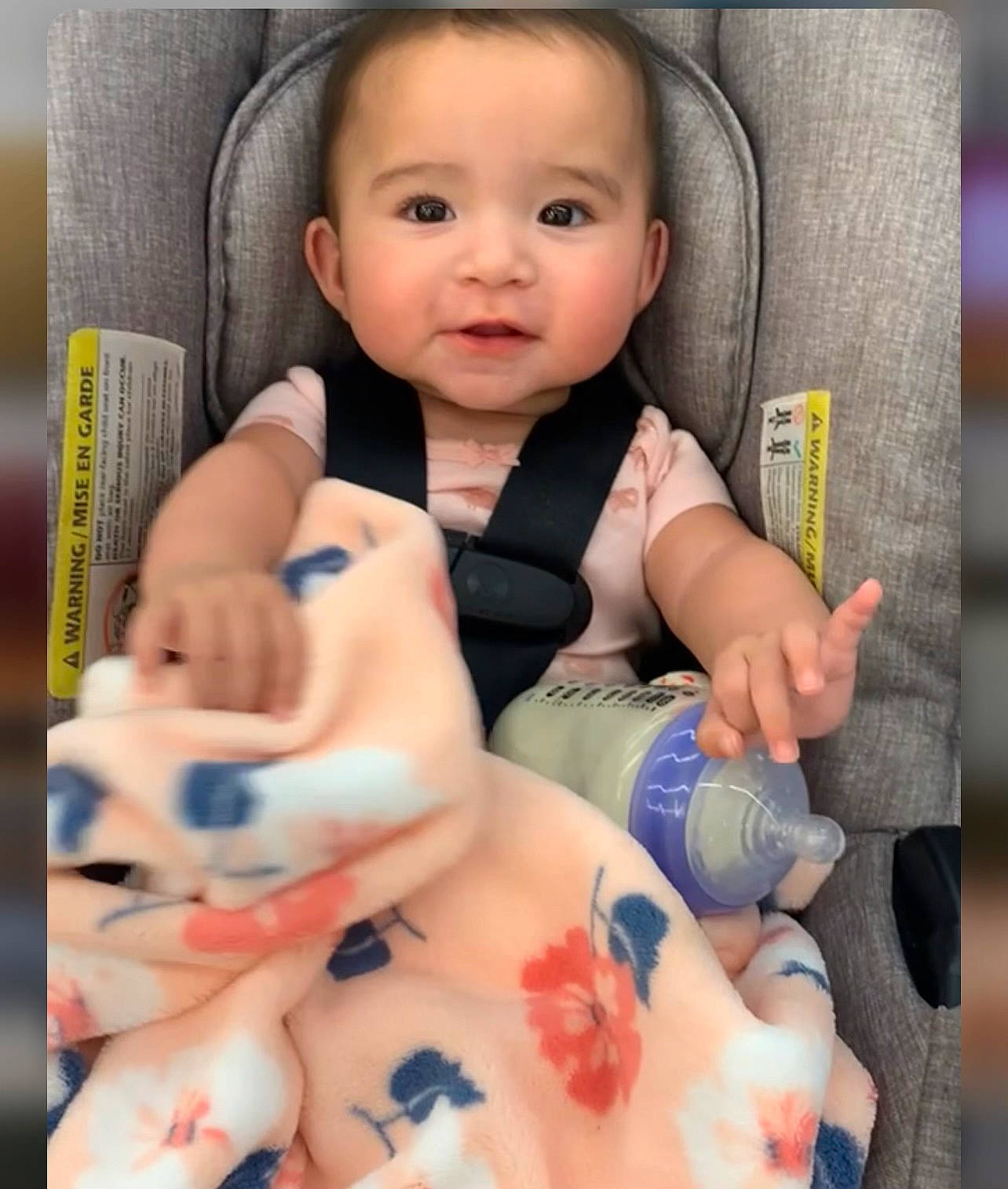 Daniella Analia is registered to the contest to win money with this photo: arm, baby, baby_safety, baby_toddler_clothing, cheek, comfort, eyelash, facial_expression, finger, gesture, hand, mouth, nail, nose, organ, person, skin, smile, textile, thumb