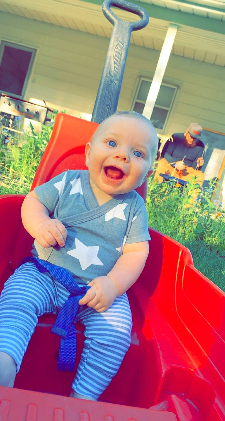 Kash joined the competition — help win amazing prizes! baby, baby_toddler_clothing, child, electric_blue, event, facial_expression, fun, games, grass, happy, leisure, magenta, person, plant, play, recreation, room, sitting, smile, t_shirt