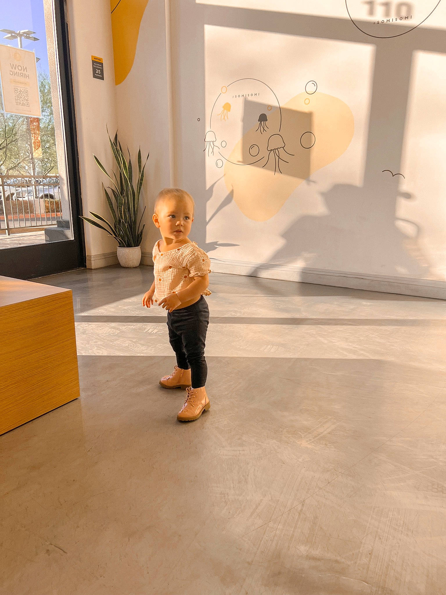 Ellie joined the competition — help win amazing prizes! art, child, event, exhibition, floor, flooring, fun, hardwood, houseplant, laminate_flooring, leisure, lighting, person, plant, room, toddler, tourist_attraction, vacation, visual_arts, wood