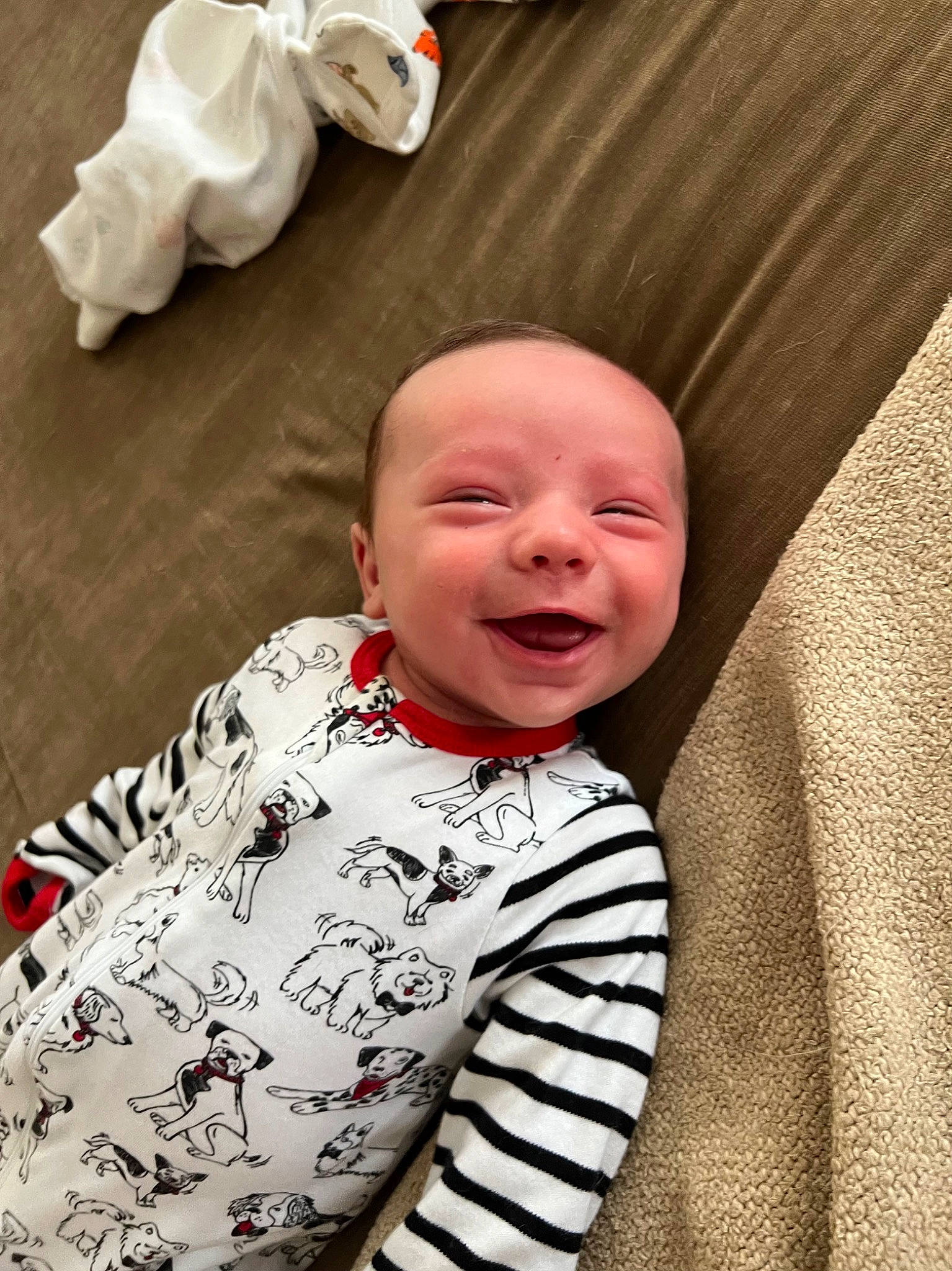Kolton joined the competition — help win amazing prizes! baby, baby_laughing, baby_toddler_clothing, carmine, cheek, child, collar, comfort, happy, laugh, linens, mammal, mouth, person, product, sleeve, smile, textile, toddler, white