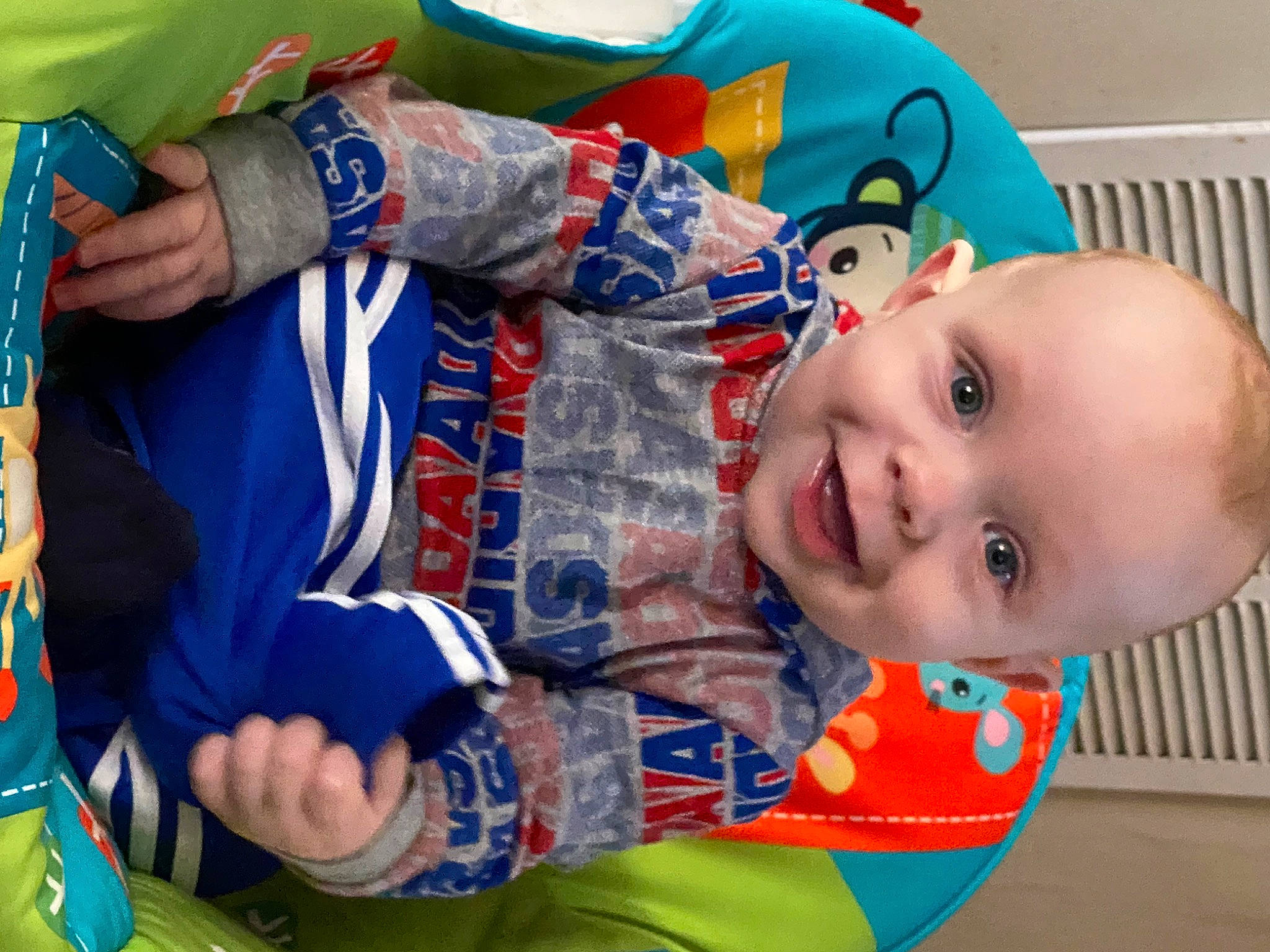 Orion joined the competition — help win amazing prizes! baby, baby_products, baby_toddler_clothing, blue, child, electric_blue, event, fun, happy, joy, leisure, orange, organ, person, play, sitting, smile, textile, toddler, vacation