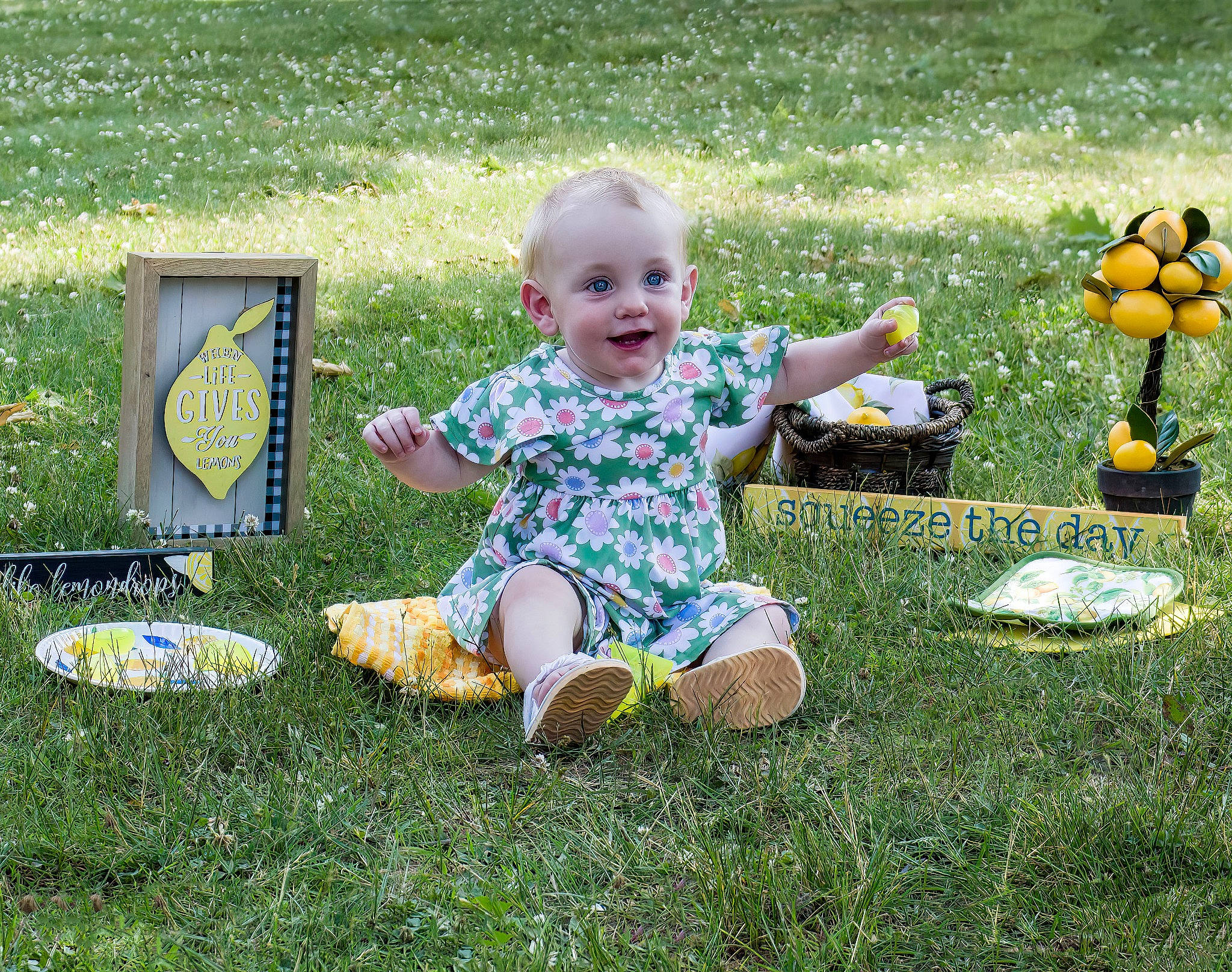 Kinsley is registered to the contest to win money with this photo: baby, baby_toddler_clothing, child, fun, grass, grass_family, happy, joy, lawn, leaf, leisure, meadow, people, people_in_nature, person, plant, public_space, recreation, smile, summer