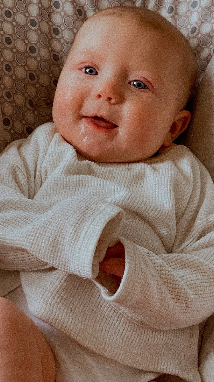 Oaklee joined the competition — help win amazing prizes! baby, baby_toddler_clothing, cheek, chin, collar, comfort, eyebrow, happy, iris, linens, lip, nose, outerwear, pattern, person, skin, sleeve, smile, textile, toddler