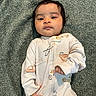 Aira joined the competition — help win amazing prizes! baby, infant, onesie, blanket, face, person, child, sleepwear, cute, portrait, lying_down, clothing, hair, skin, hand, looking, expression, indoors, soft_texture, young