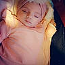 adorable, baby, bedding, blanket, car_seat, closed_eyes, cozy, cute, fabric, flower, hand, headband, infant, newborn, onesie, peaceful, pink, portrait, sleeping, soft_lighting