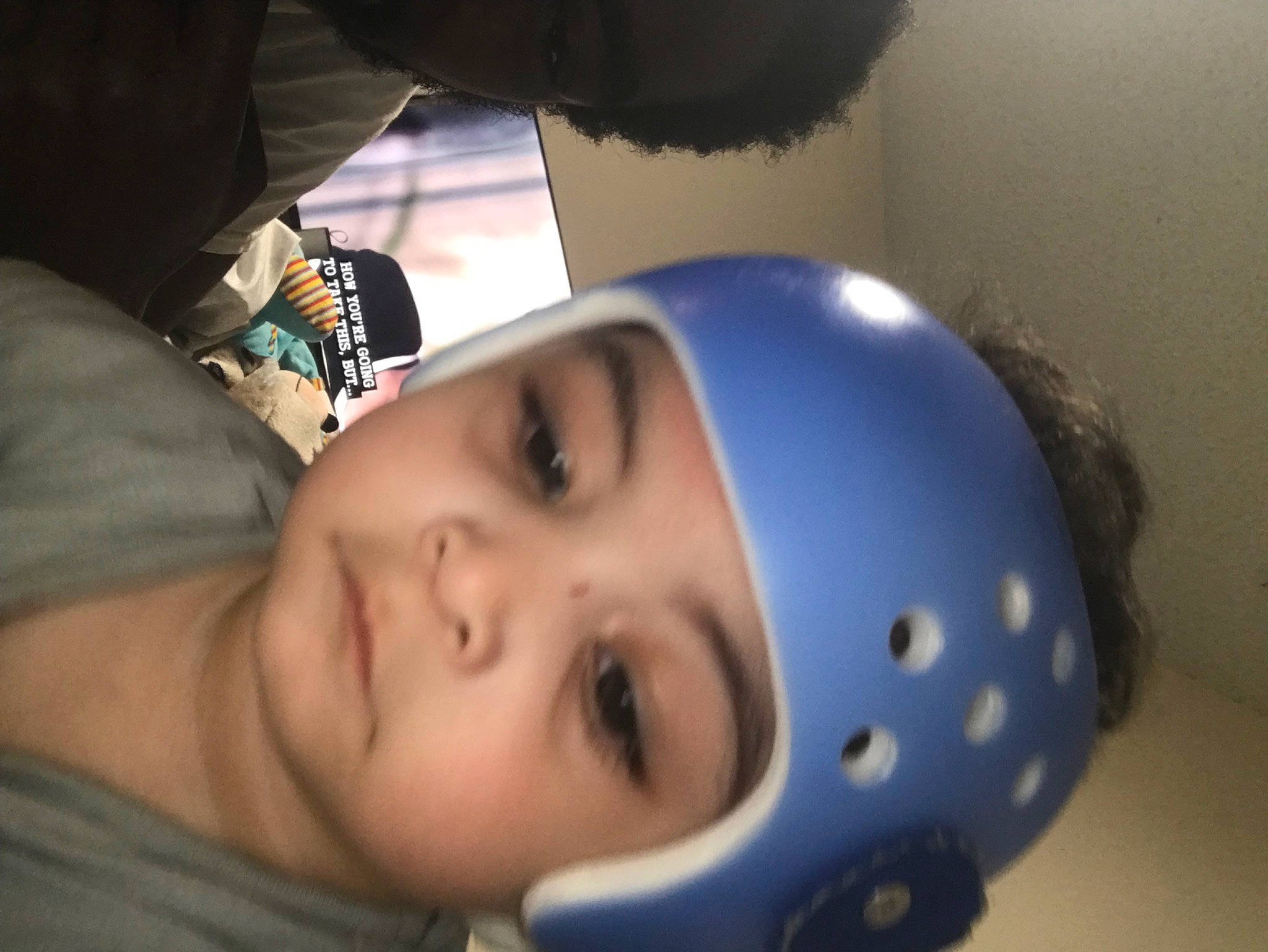 Izaiah joined the competition — help win amazing prizes! baby, baby_products, baby_toddler_clothing, cheek, child, electric_blue, eyelash, fun, headwear, helmet, nose, person, personal_protective_equipment, recreation, sports_gear, toddler