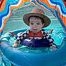 David Orro is registered to the contest to win money with this photo: toddler, child, hat, pool, swimsuit, inflatable, water, float, sunlight, outdoor, summer, happy, smiling, baby, canopy, blue, colorful, play, fun, vacation