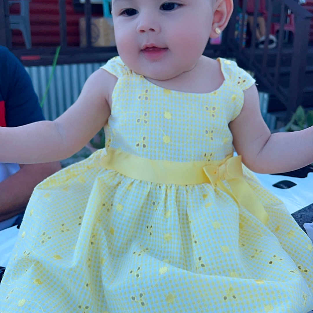 Isabella joined the competition — help win amazing prizes! accessories, adult, baby, bonnet, cap, clothing, costume, dress, eveningdress, face, fashion, formalwear, hat, head, male, man, person, photography, portrait, sitting