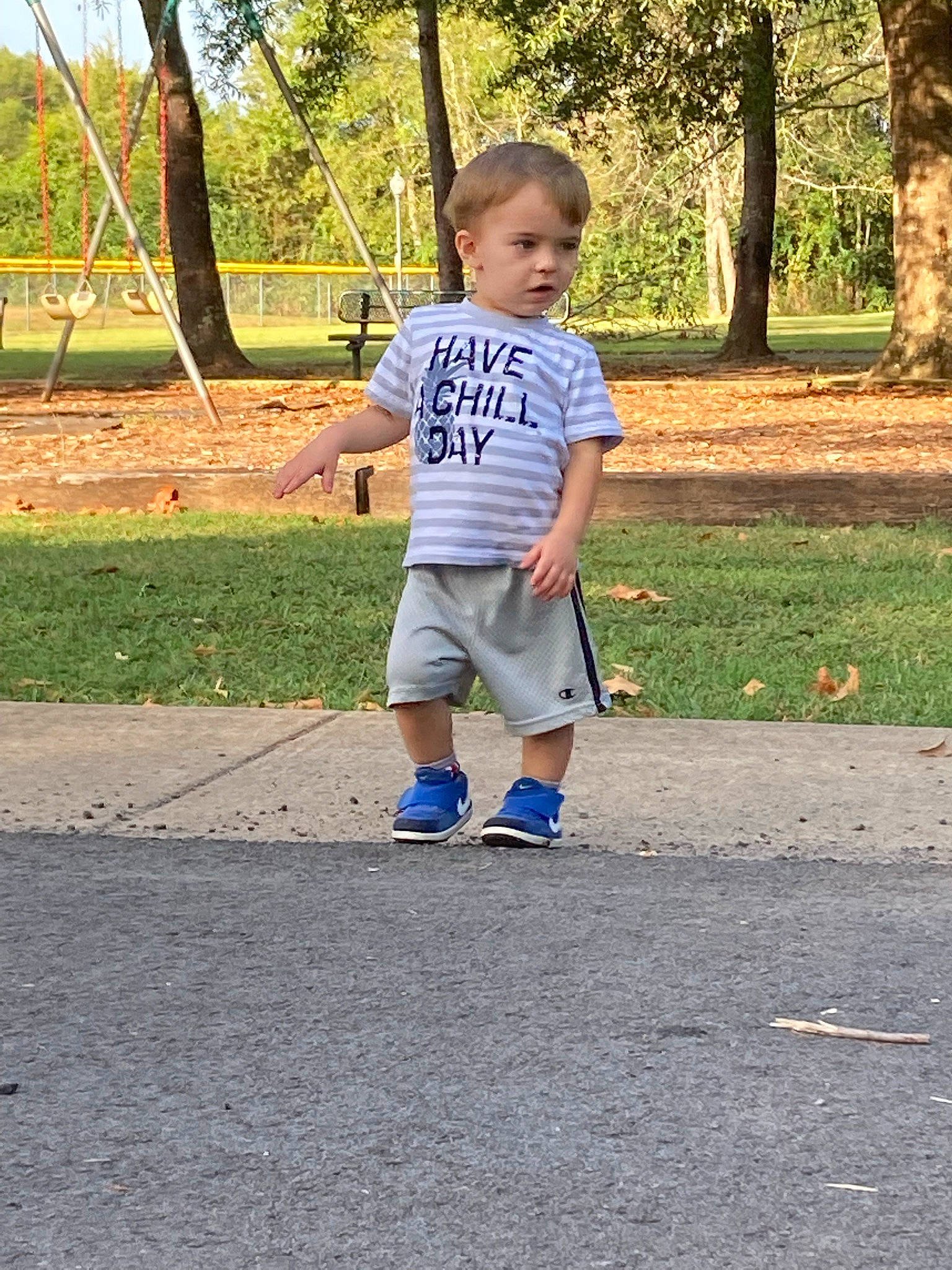 Braylon joined the competition — help win amazing prizes! arm, asphalt, child, denim, electric_blue, fun, grass, happy, leisure, pattern, people_in_nature, person, plant, recreation, shorts, sleeve, street_fashion, t_shirt, toddler, tree