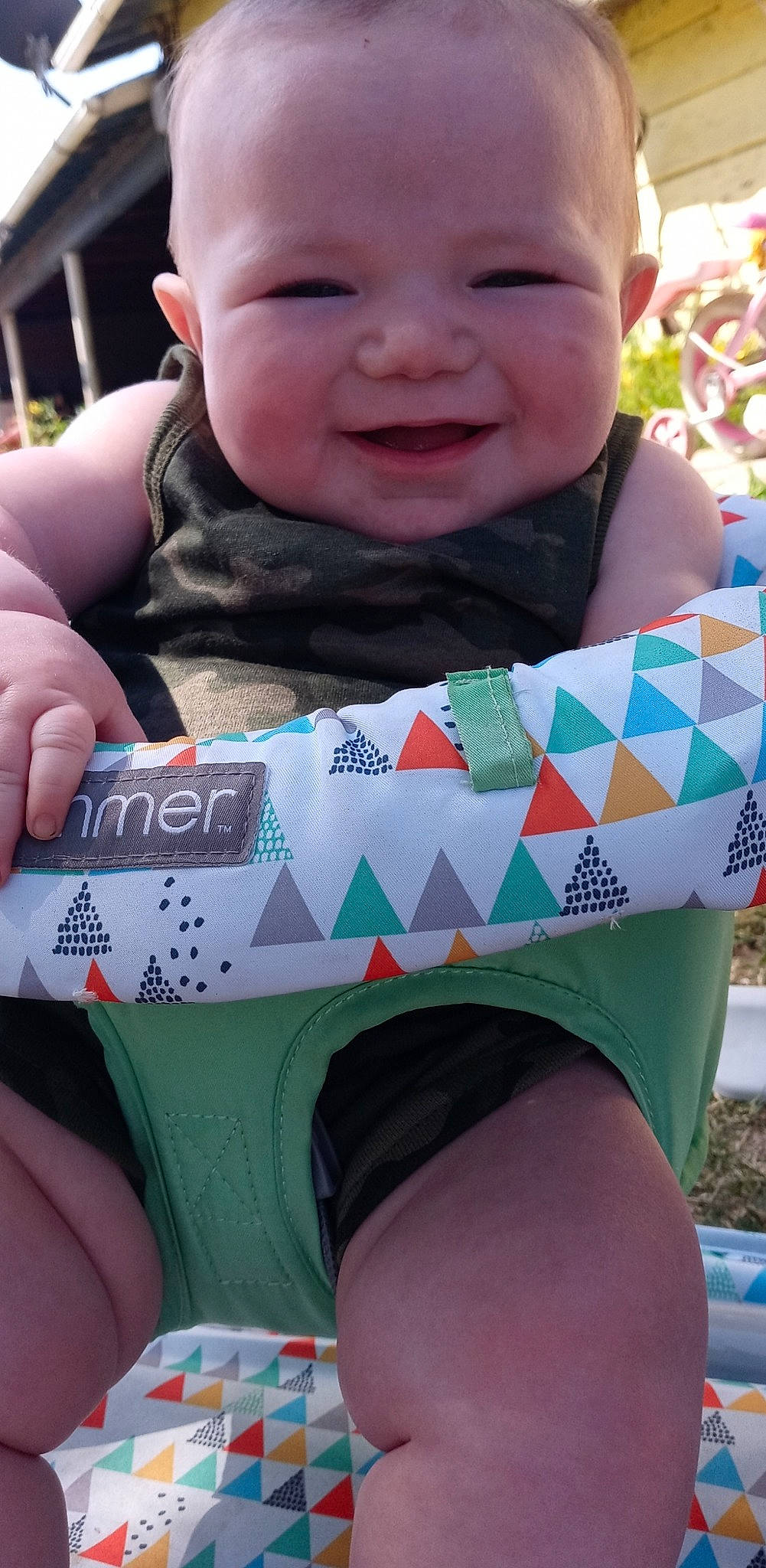 Wilson joined the competition — help win amazing prizes! baby, baby_laughing, baby_toddler_clothing, finger, fun, grass, green, happy, human, joy, muscle, organ, person, photograph, pink, product, skin, sleeve, smile, thigh