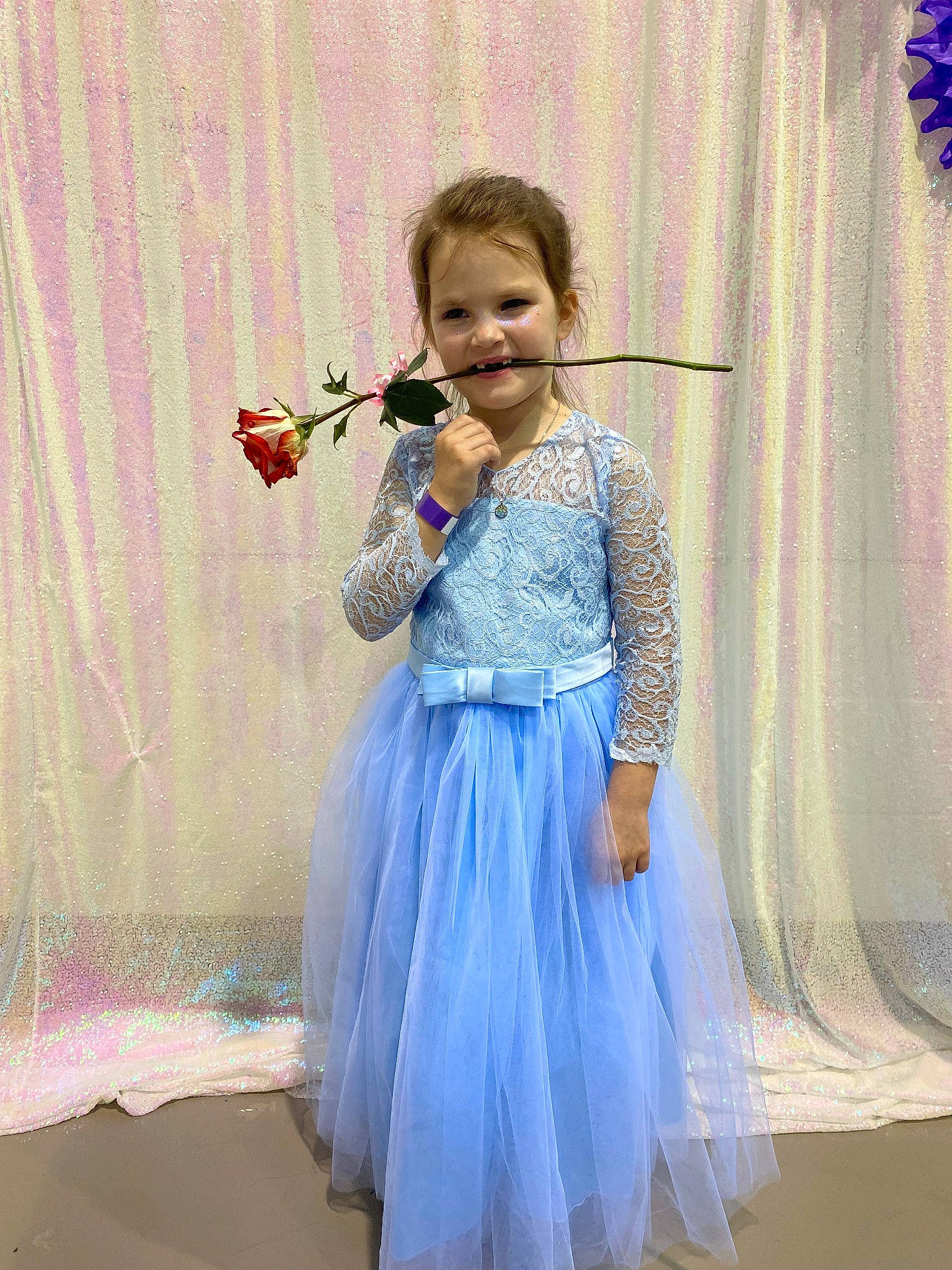 Hayzel is registered to the contest to win money with this photo: curtain, day_dress, electric_blue, entertainment, event, eye, face, fashion_design, formal_wear, happy, joy, magenta, microphone, music, musical_instrument, performing_arts, person, pink, smile, textile