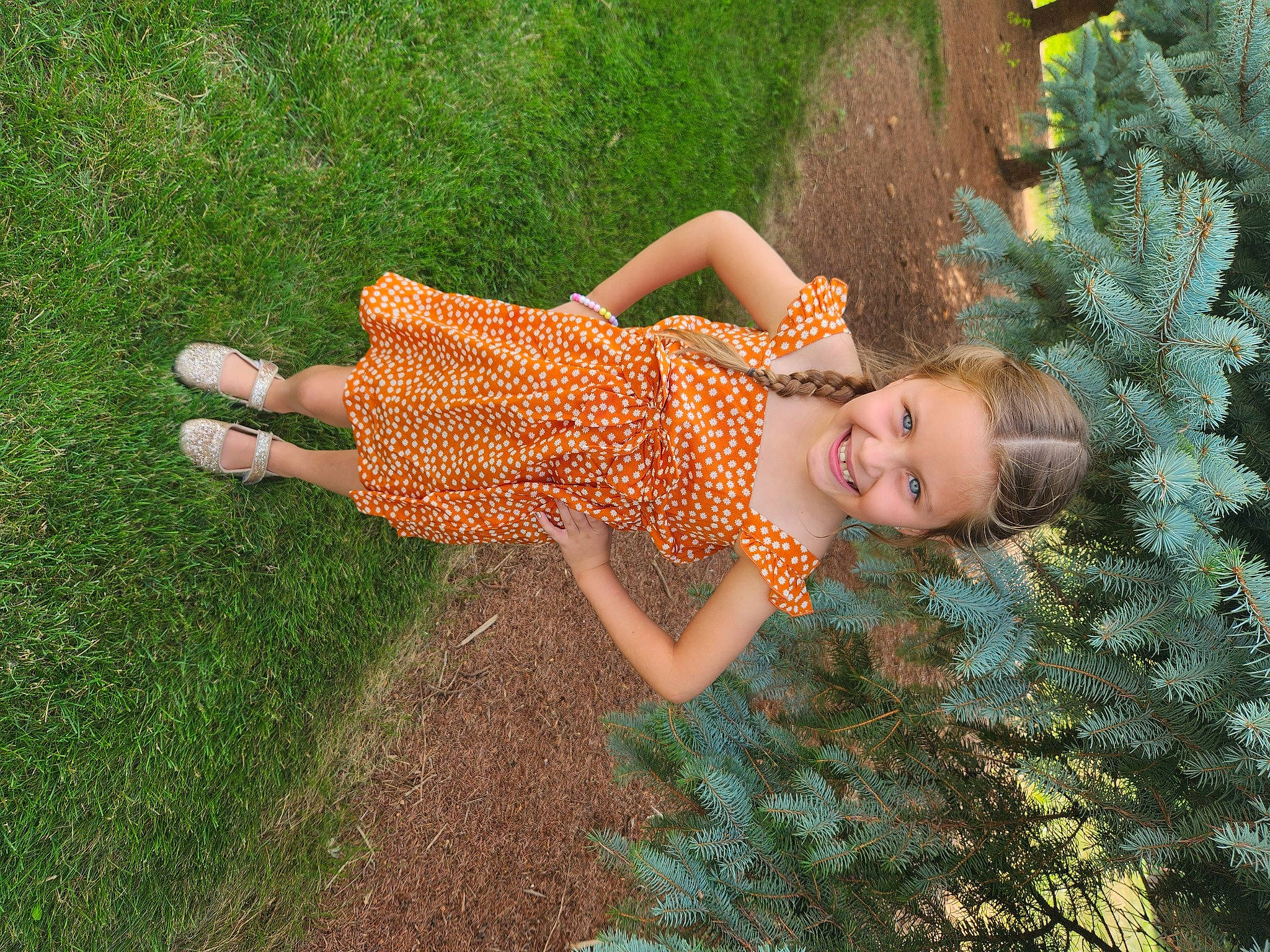 Cora joined the competition — help win amazing prizes! conifer, evergreen, fawn, fun, grass, grass_family, grassland, groundcover, happy, human_leg, joy, landscape, leisure, people_in_nature, person, plant, shrub, smile, summer, toddler