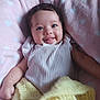 Avianna joined the competition — help win amazing prizes! baby, smiling, tongue_out, pink_blanket, yellow_blanket, cozy, cute, infant, happy, face, child, knit_blanket, soft_texture, lying_down, indoors, adorable, portrait, small_hands, clothing, heart_pattern