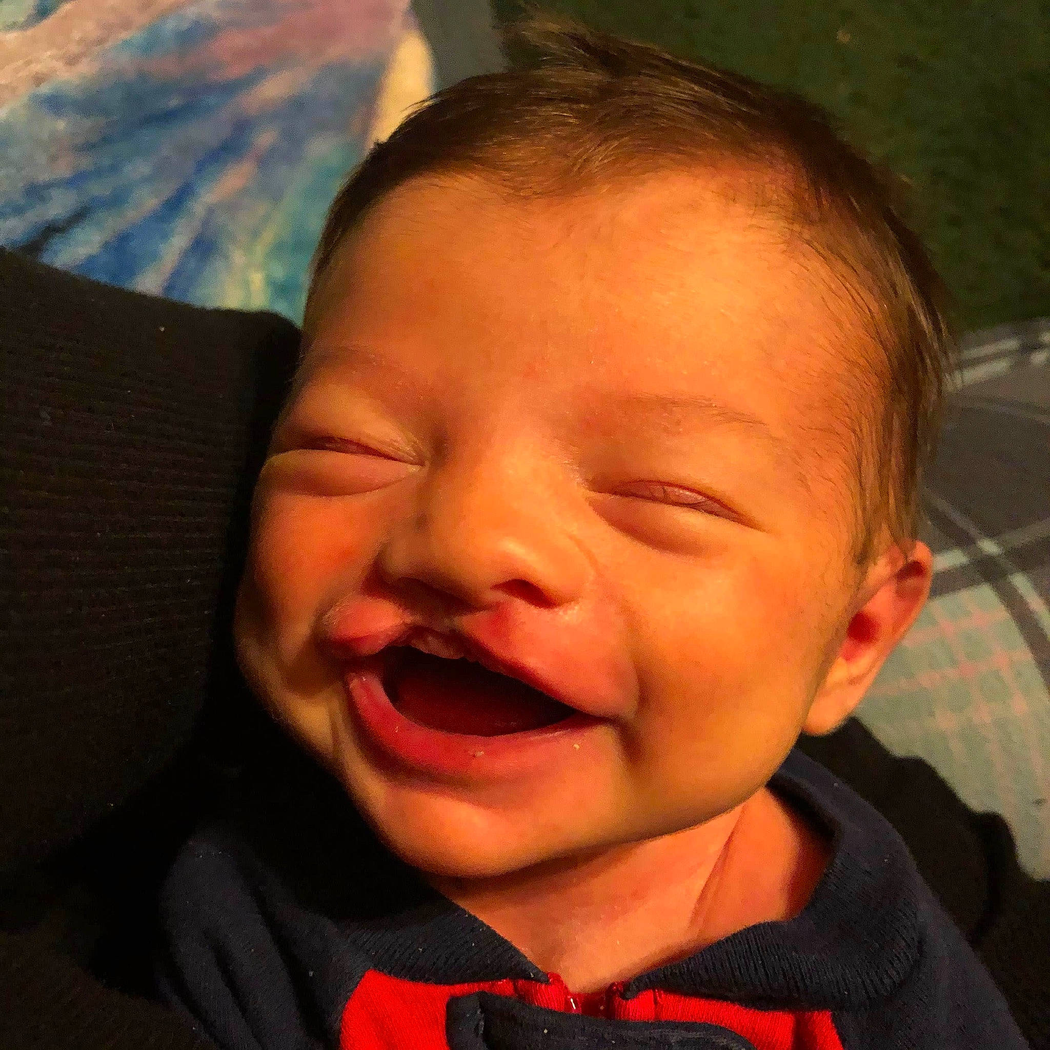 Alison is registered to the contest to win money with this photo: baby, baby_toddler_clothing, carmine, cheek, child, chin, collar, eyebrow, facial_expression, forehead, human, iris, laugh, lip, organ, person, pleased, skin, toddler, tongue