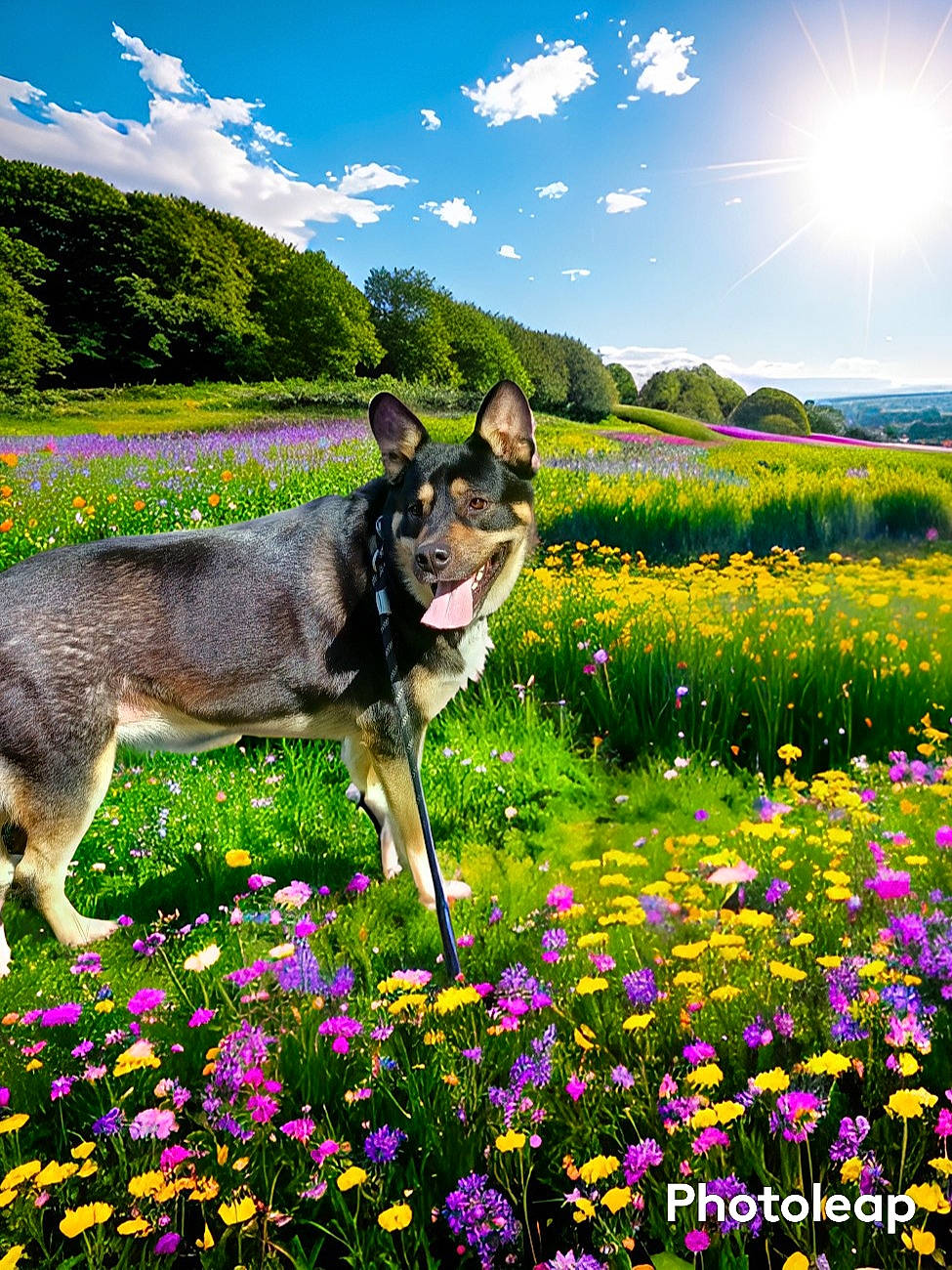 Faith joined the competition — help win amazing prizes! carnivore, cloud, dog, dog_breed, fawn, flower, grass, grass_family, grassland, green, landscape, meadow, natural_landscape, nature, people_in_nature, petal, plant, sky, summer, tree