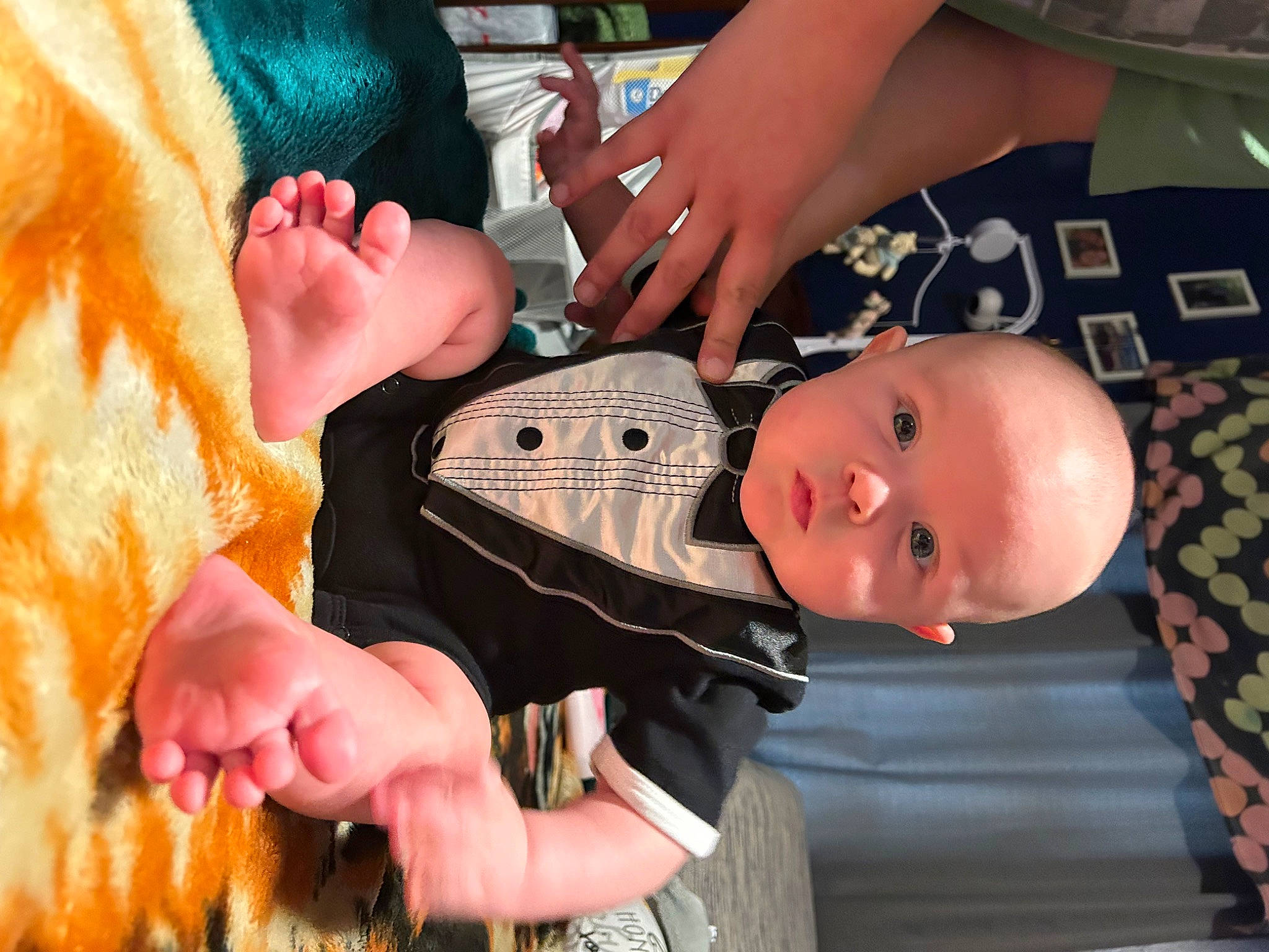 Dylen joined the competition — help win amazing prizes! baby, baby_toddler_clothing, cheek, child, facial_expression, finger, fun, gesture, grass, hand, happy, human, interaction, nail, pattern, person, pink, skin, textile, thumb