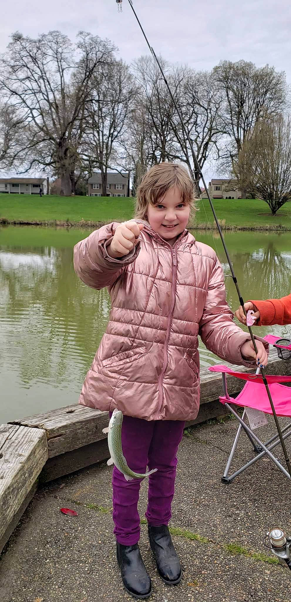 Jamie joined the competition — help win amazing prizes! child, fun, grass, happy, joy, lake, leisure, magenta, people_in_nature, person, pink, plant, recreation, sky, sleeve, smile, spring, standing, toddler, tree