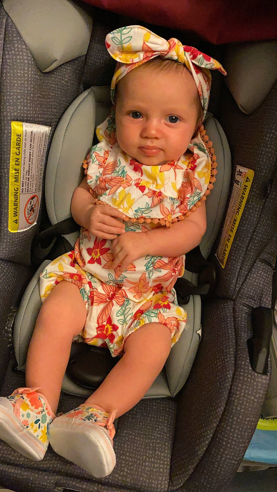 Adelina joined the competition — help win amazing prizes! baby, baby_toddler_clothing, car_seat, chair, cheek, child, comfort, dress, face, fun, happy, head, human_leg, lap, person, pink, sitting, skin, thigh, toddler