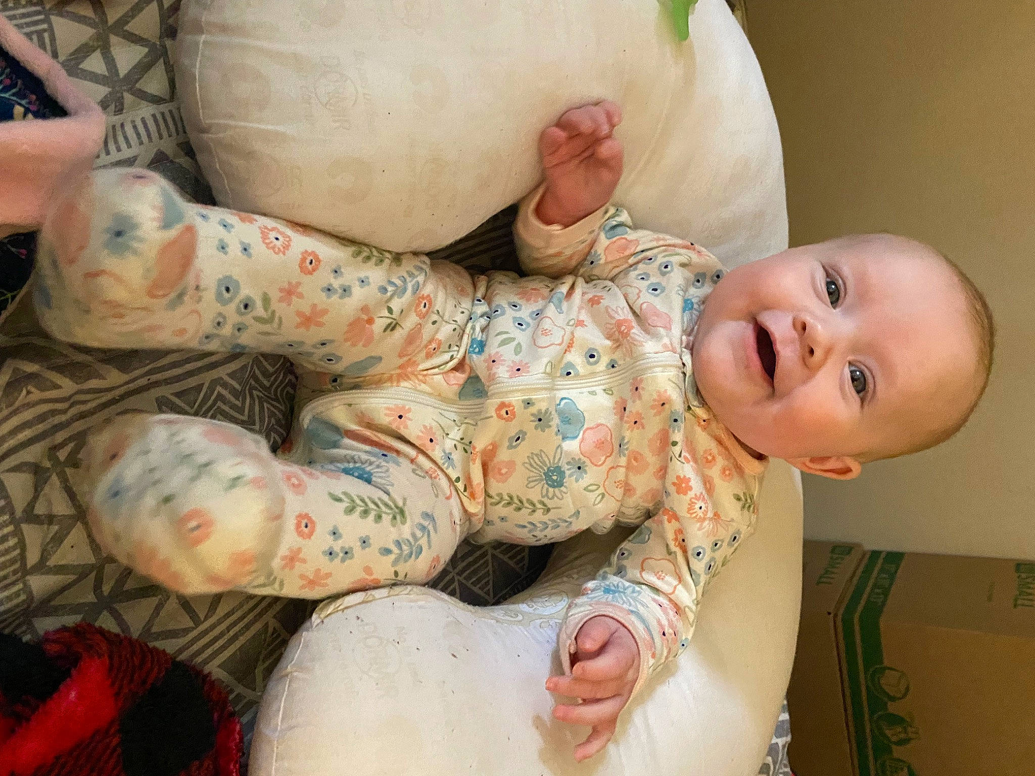 Avery joined the competition — help win amazing prizes! abdomen, baby, baby_products, baby_toddler_clothing, cheek, chest, child, comfort, elbow, foot, human_leg, knee, mouth, pattern, person, skin, smile, stomach, thigh, toddler