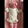 baby, babywear, blanket, booties, bow, child, clothing, cozy, cute, headband, indoors, infant, knitted, newborn, peaceful, pink, portrait, resting, sleeping, soft_texture