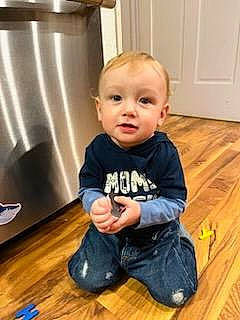 Aydin joined the competition — help win amazing prizes! baby, baby_toddler_clothing, cheek, child, comfort, door, floor, flooring, fun, hardwood, laminate_flooring, person, skin, sleeve, standing, t_shirt, toddler, varnish, wood, wood_flooring