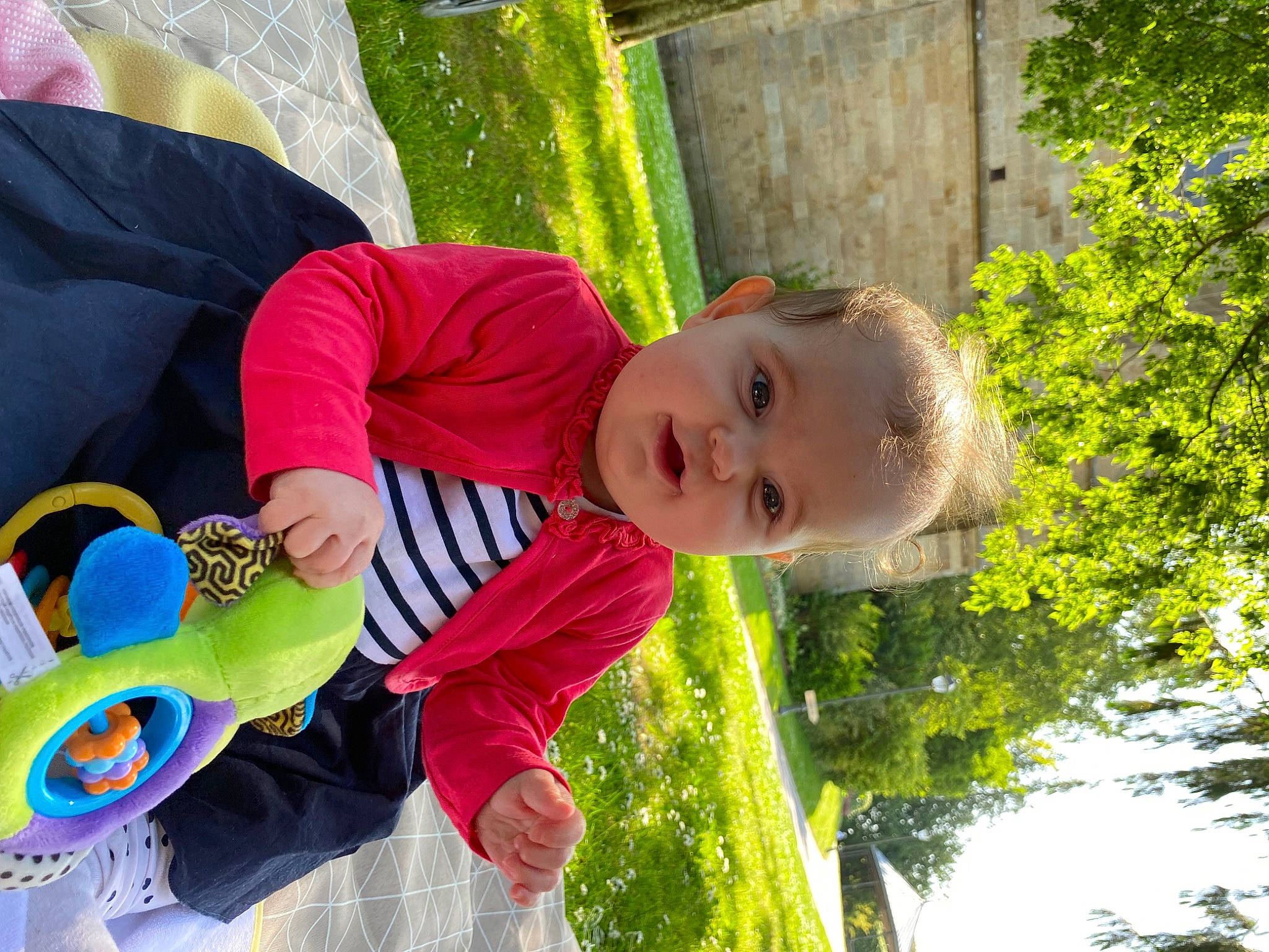 Elyna participe au concours pour gagner de l'argent avec cette photo : baby, baby_toddler_clothing, child, fun, grass, happy, leisure, nature, people_in_nature, person, plant, play, recreation, smile, spring, summer, toddler, toy, tree, vacation