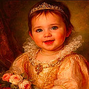 Mia joined the competition — help win amazing prizes! bouquet, child, costume, dress, face, green_eyes, indoor, jewelry, lace, necklace, pearl, portrait, princess, roses, royalty, smile, tiara, toddler, vintage_style, warm_lighting