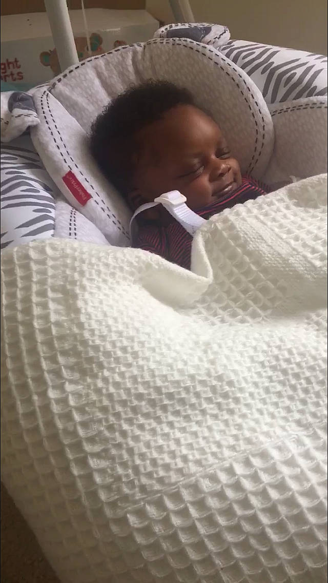 Leonard joined the competition — help win amazing prizes! baby, bed_sheet, bedding, child, comfort, furniture, linens, nap, person, product, sleep, textile