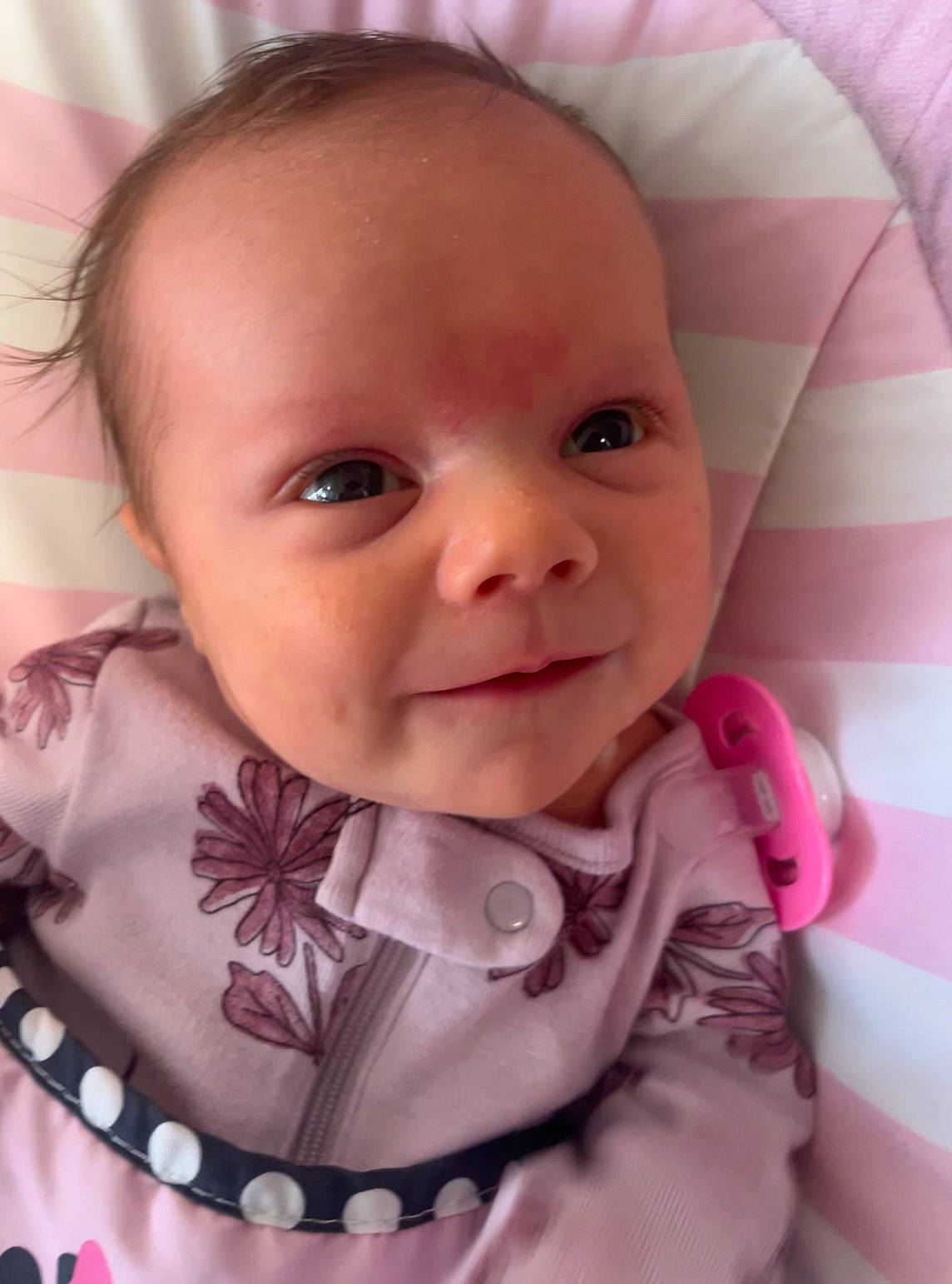 Arya joined the competition — help win amazing prizes! baby, baby_toddler_clothing, cheek, collar, eye, eyebrow, eyelash, happy, headgear, iris, lip, mouth, nose, person, photograph, pink, skin, sleeve, smile, textile